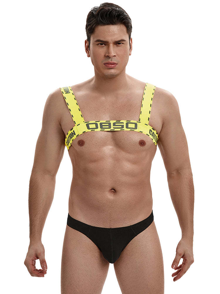 BLACKRISS™Men's Corset Elastic Sexy Chest Harness - Yellow-Blackriss