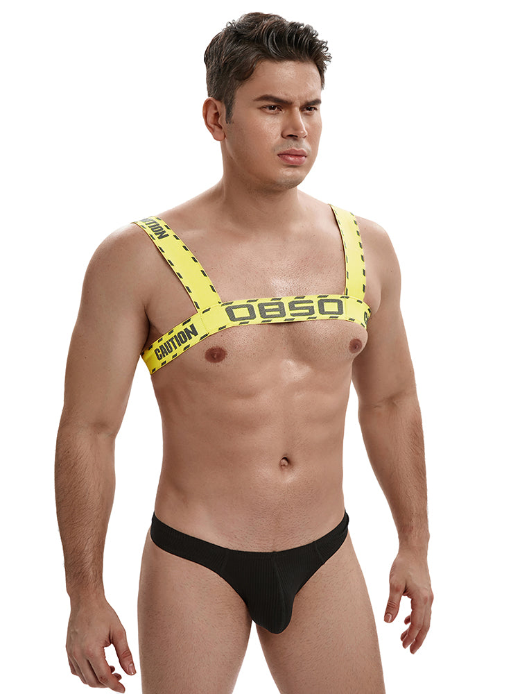 BLACKRISS™Men's Corset Elastic Sexy Chest Harness - Yellow-Blackriss