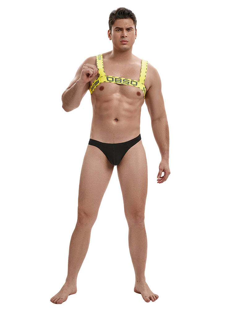 BLACKRISS™Men's Corset Elastic Sexy Chest Harness - Yellow-Blackriss