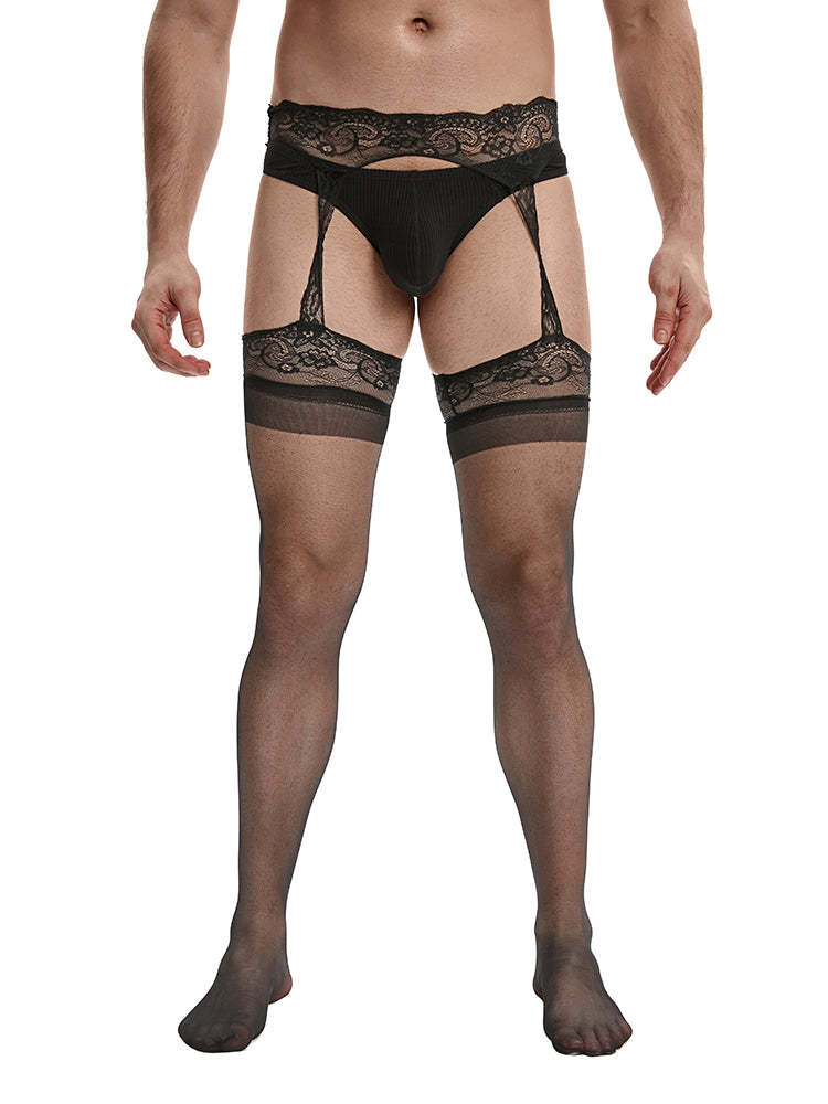 BLACKRISS™Men's Long Tube Stockings Ultra-thin Pantyhose - Black-Blackriss