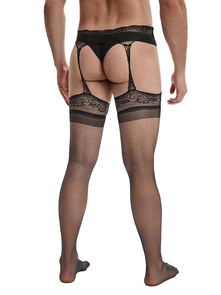 BLACKRISS™Men's Long Tube Stockings Ultra-thin Pantyhose - Black-Blackriss