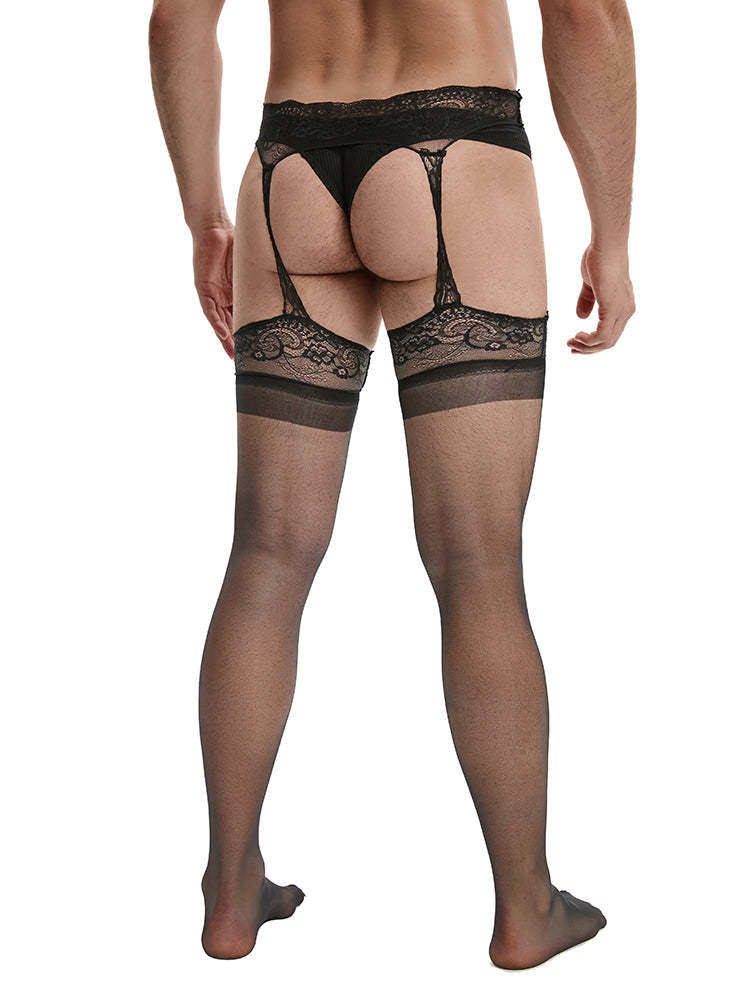 BLACKRISS™Men's Long Tube Stockings Ultra-thin Pantyhose - Black-Blackriss