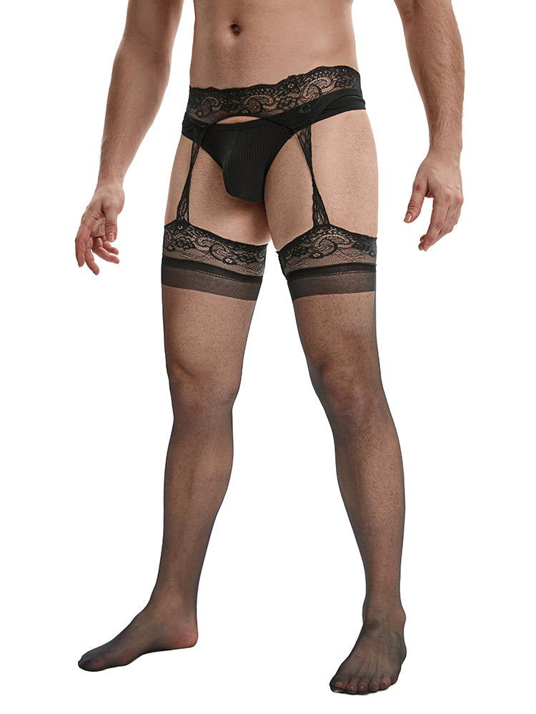 BLACKRISS™Men's Long Tube Stockings Ultra-thin Pantyhose - Black-Blackriss