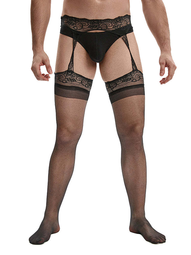 BLACKRISS™Men's Long Tube Stockings Ultra-thin Pantyhose - Black-Blackriss