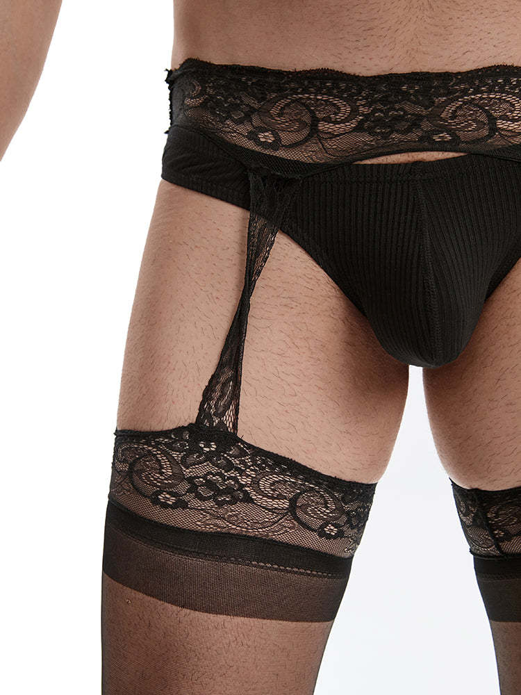 BLACKRISS™Men's Long Tube Stockings Ultra-thin Pantyhose - Black-Blackriss