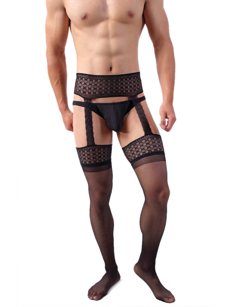 BLACKRISS™Men's Long Tube Stockings Ultra-thin Pantyhose - Black-Blackriss