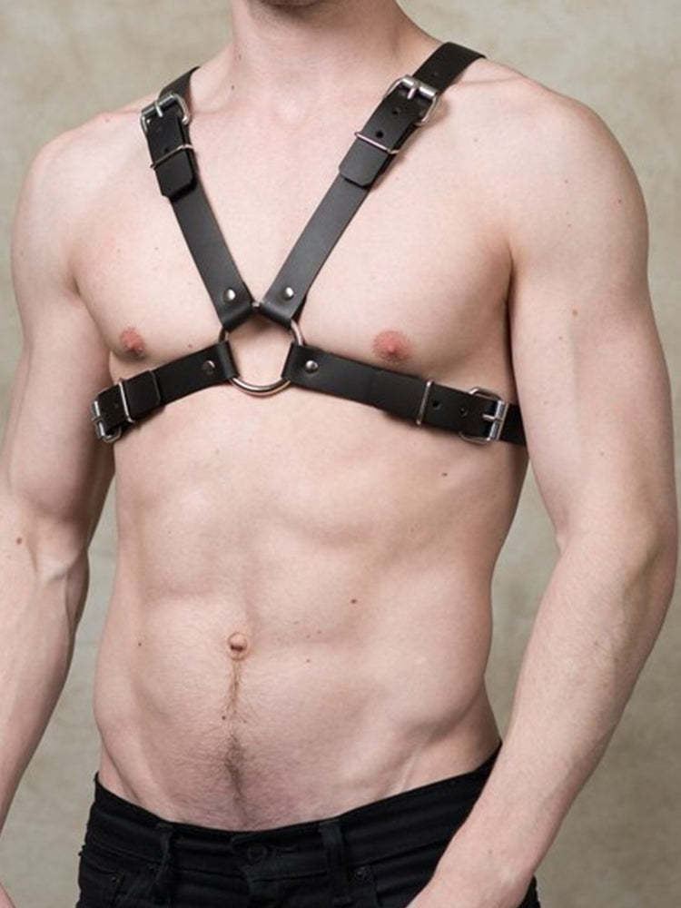 BLACKRISS™Men's Leather Shoulder Straps Harness - Black-Blackriss