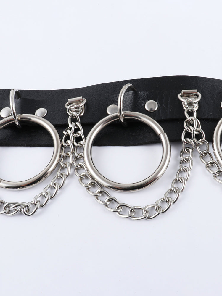 BLACKRISS™PU Leather Punk Chain Choker - Black-Blackriss