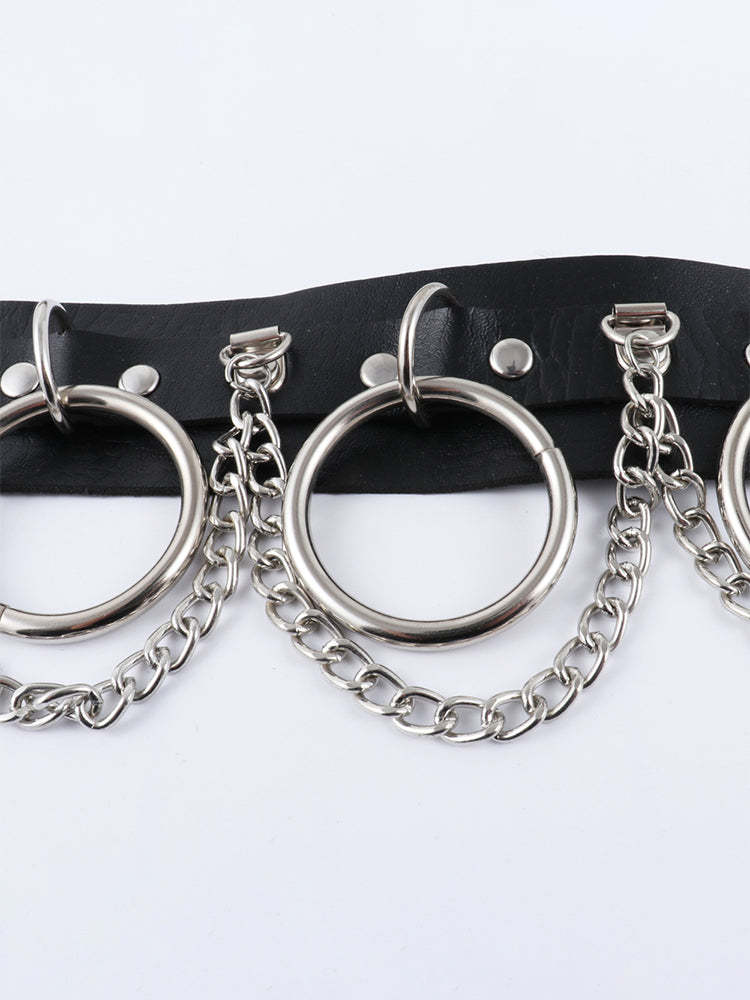 BLACKRISS™PU Leather Punk Chain Choker - Black-Blackriss