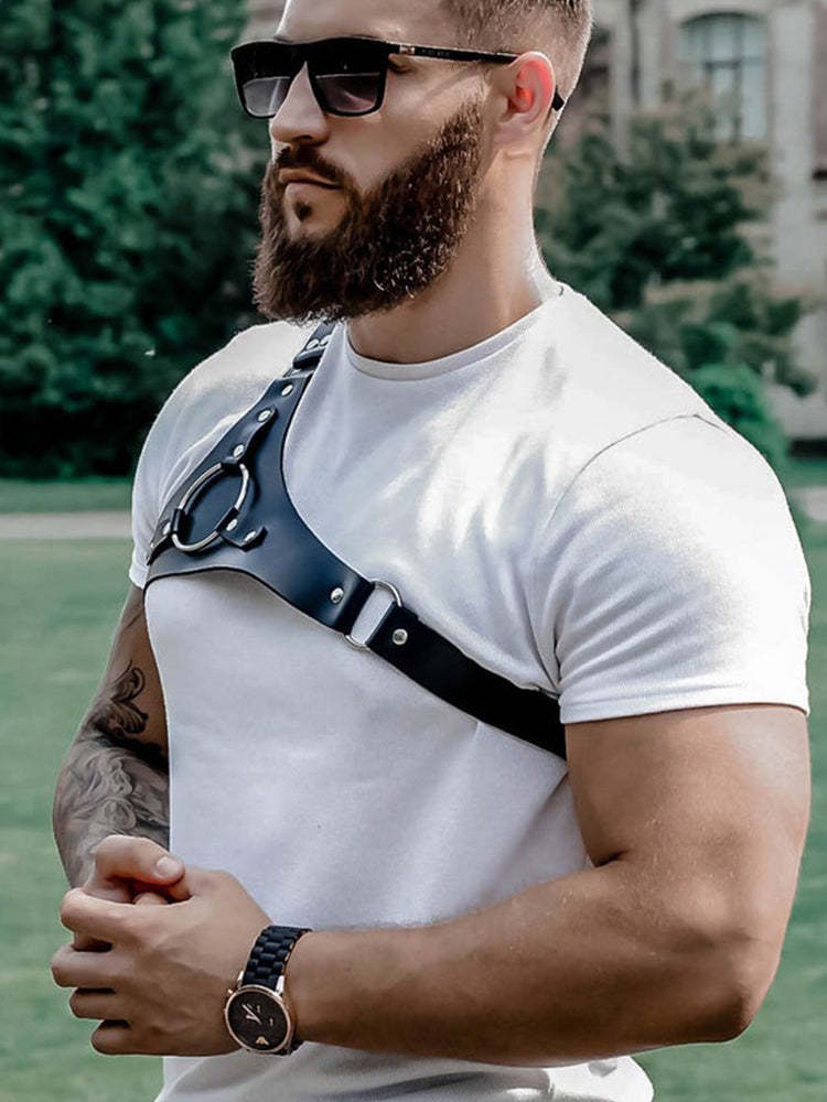 BLACKRISS™Crossbody Shoulder Wide Strap Leather Harness - Black-Blackriss