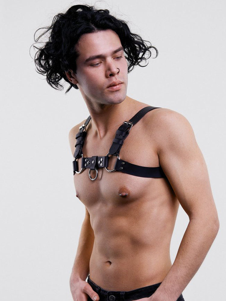 BLACKRISS™Trendy Punk Leather Chest Strap - Black-Blackriss