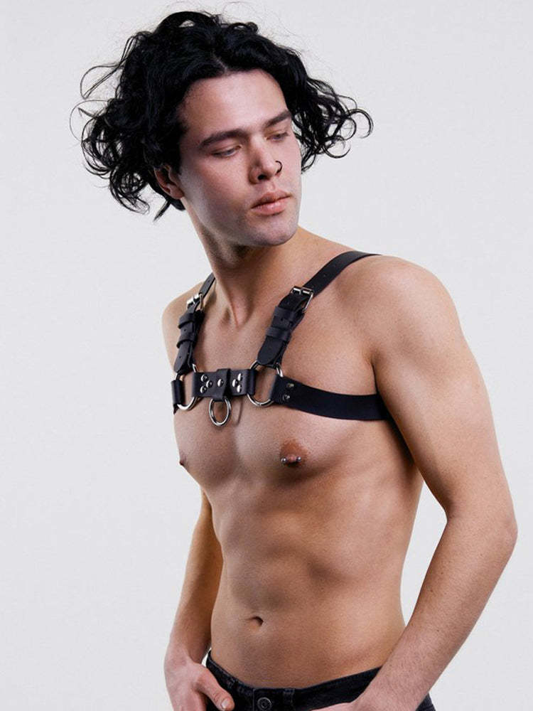 BLACKRISS™Trendy Punk Leather Chest Strap - Black-Blackriss