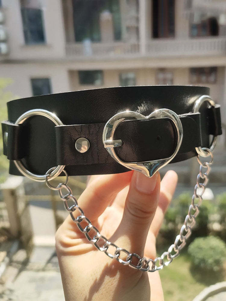 BLACKRISS™Punk Personality Heart-shaped Leather Double Layer Choker-Blackriss