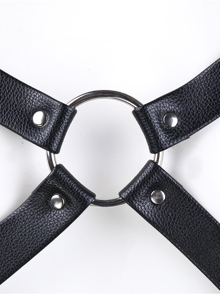 BLACKRISS™Sexy Double Thong Men's Low Waist Leather Panties Shaping Chest Strap-Blackriss