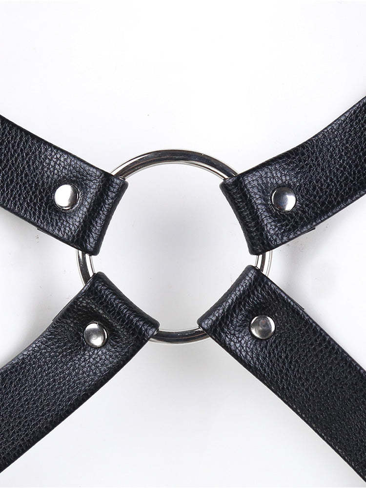 BLACKRISS™Sexy Double Thong Men's Low Waist Leather Panties Shaping Chest Strap-Blackriss