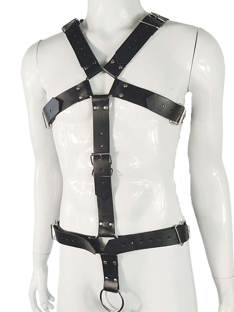 BLACKRISS™Men's Corset Sexy Bundle Leather Strap Harness Strap - Black-Blackriss