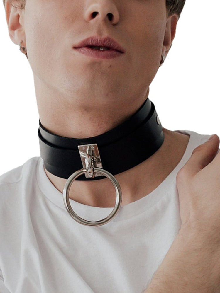 BLACKRISS™Leather Ring Traction Rope Choker-Blackriss