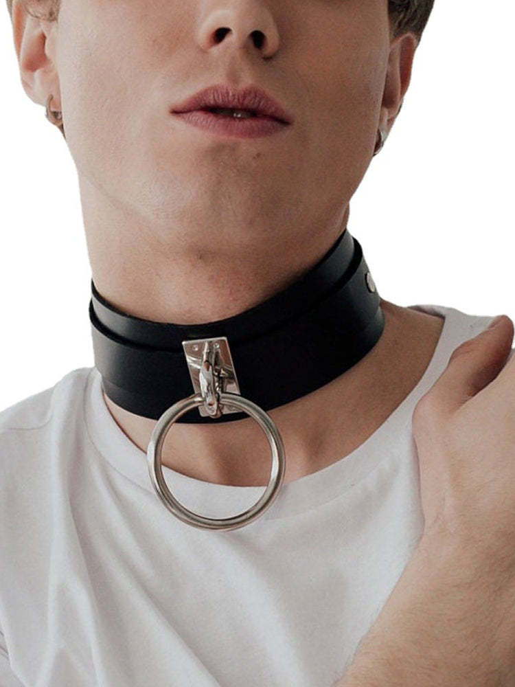 BLACKRISS™Leather Ring Traction Rope Choker-Blackriss