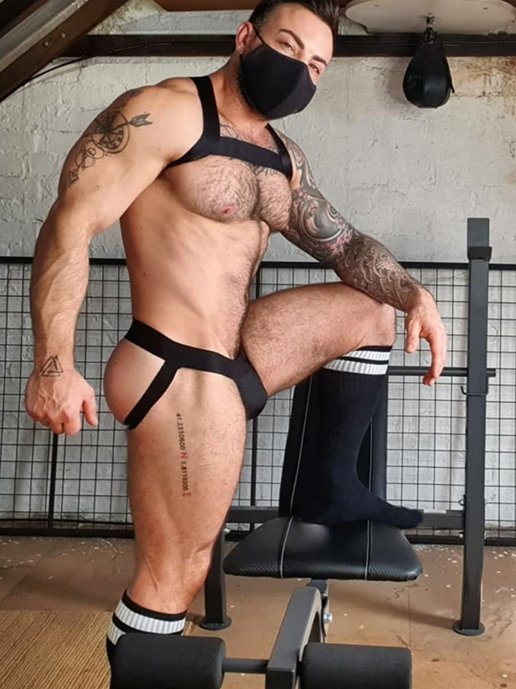 BLACKRISS™Men's Double Thong Briefs Harness Set-Blackriss