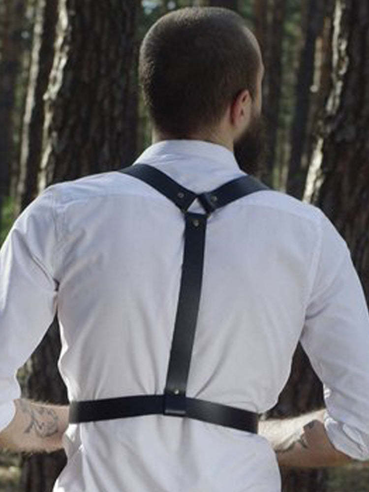 BLACKRISS™Men's Bondage Chest Leather Harness - Black-Blackriss
