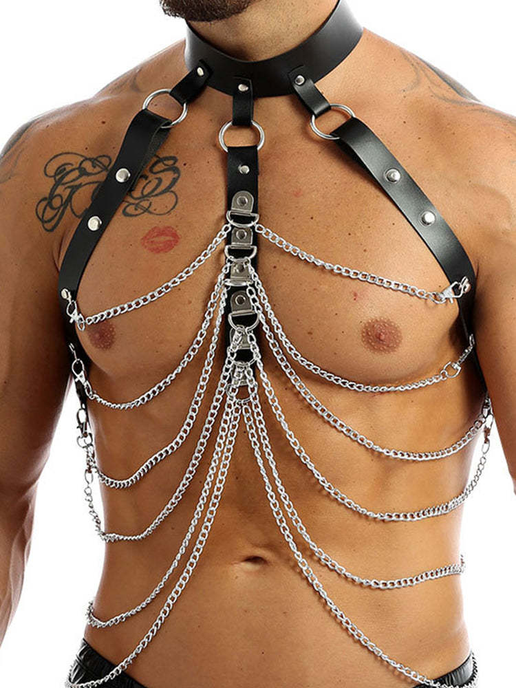 BLACKRISS™Mens Chain Link Fetish Harness-Blackriss