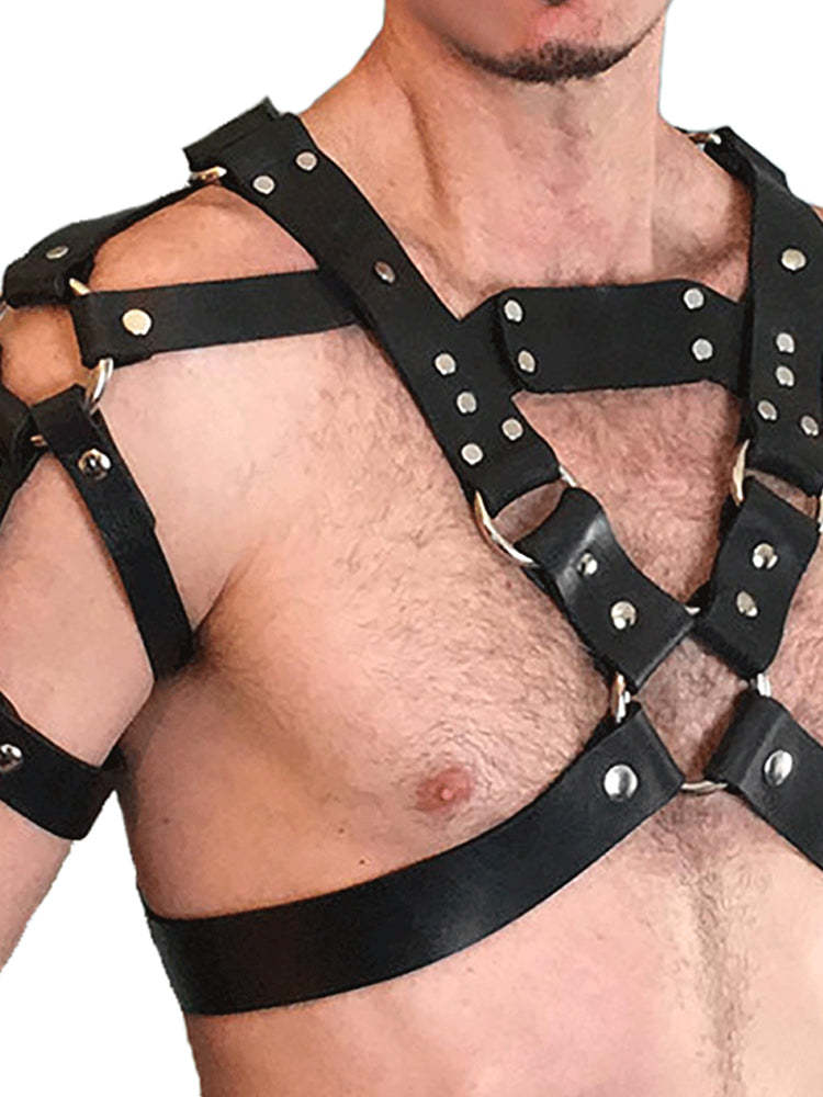 BLACKRISS™Sexy Men's Leather Hunk Harness Strap - Black-Blackriss