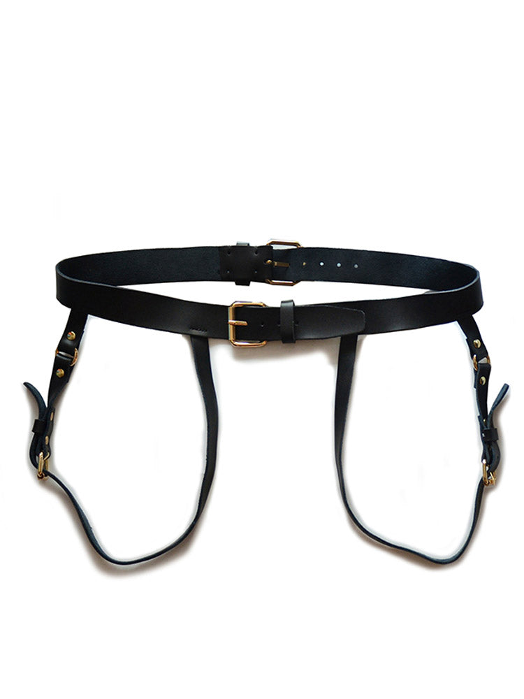 BLACKRISS™Men's Accessories Leather Double Belt Binding Bondage-Blackriss