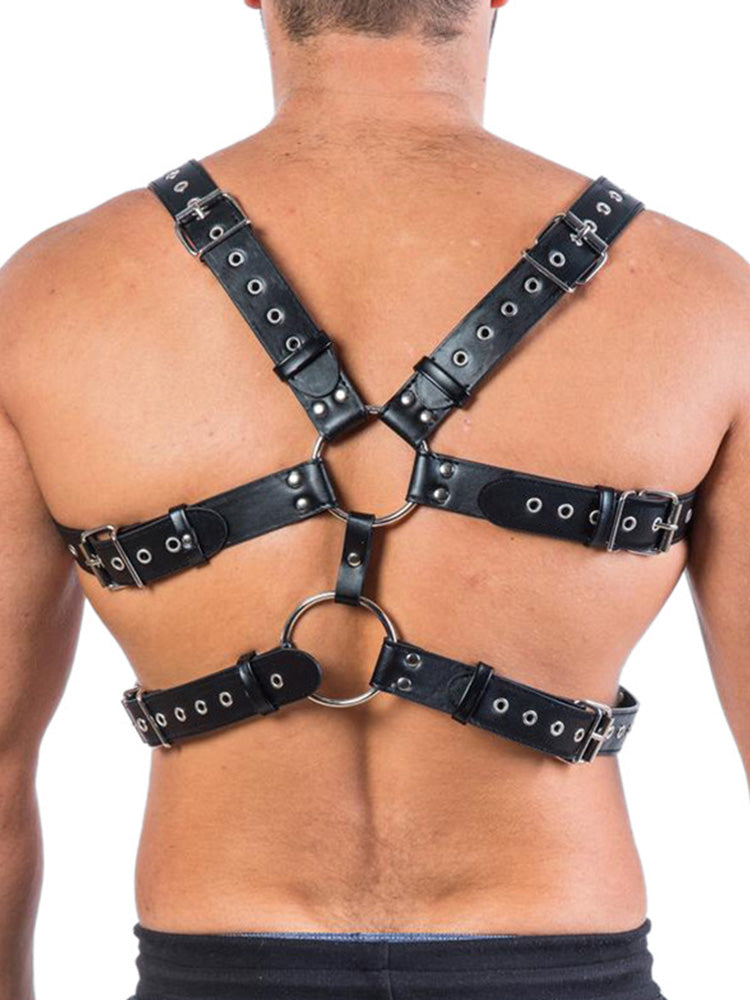 BLACKRISS™Men's Leather Erotic Restraint Belt - Black-Blackriss