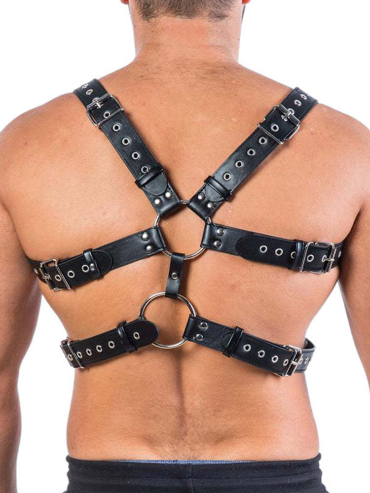 BLACKRISS™Men's Leather Erotic Restraint Belt - Black-Blackriss