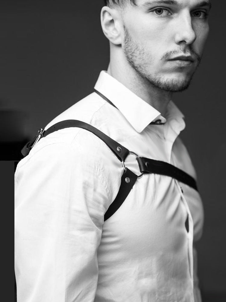 BLACKRISS™Men's Leather Bondage Straps Performance Wear Harness - Black-Blackriss