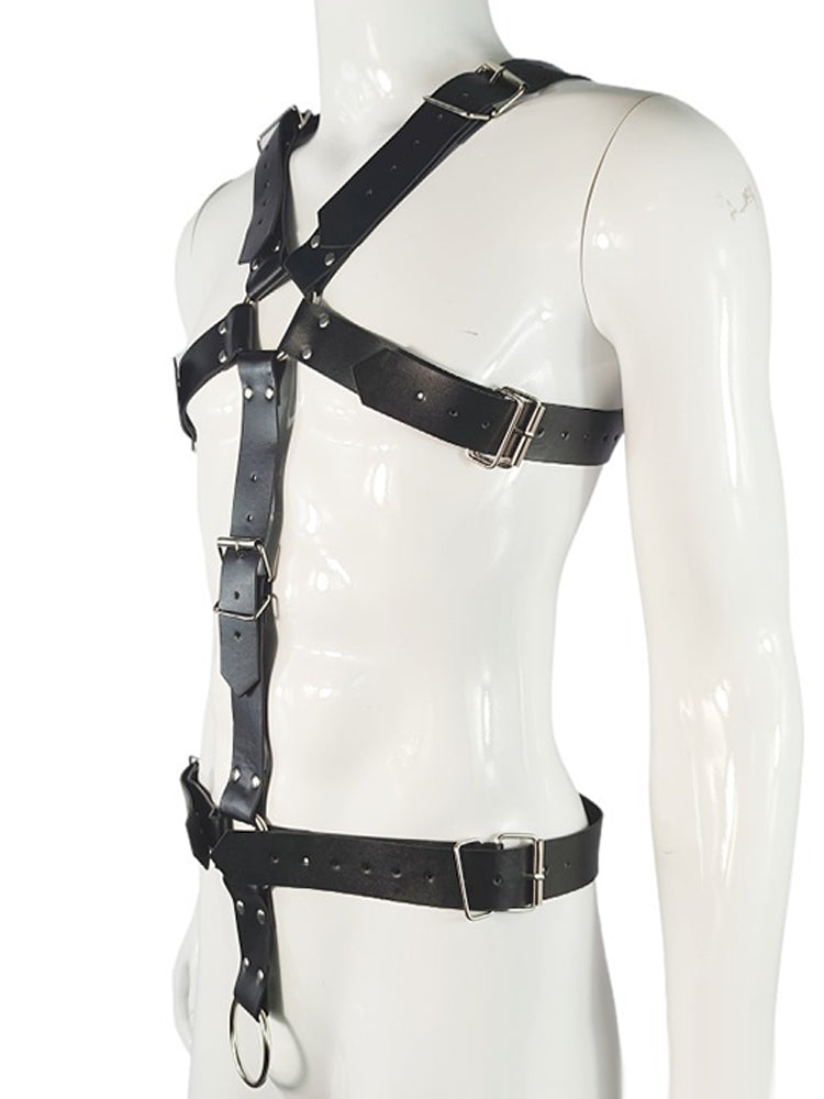 BLACKRISS™Men's Corset Sexy Bundle Leather Strap Harness Strap - Black-Blackriss