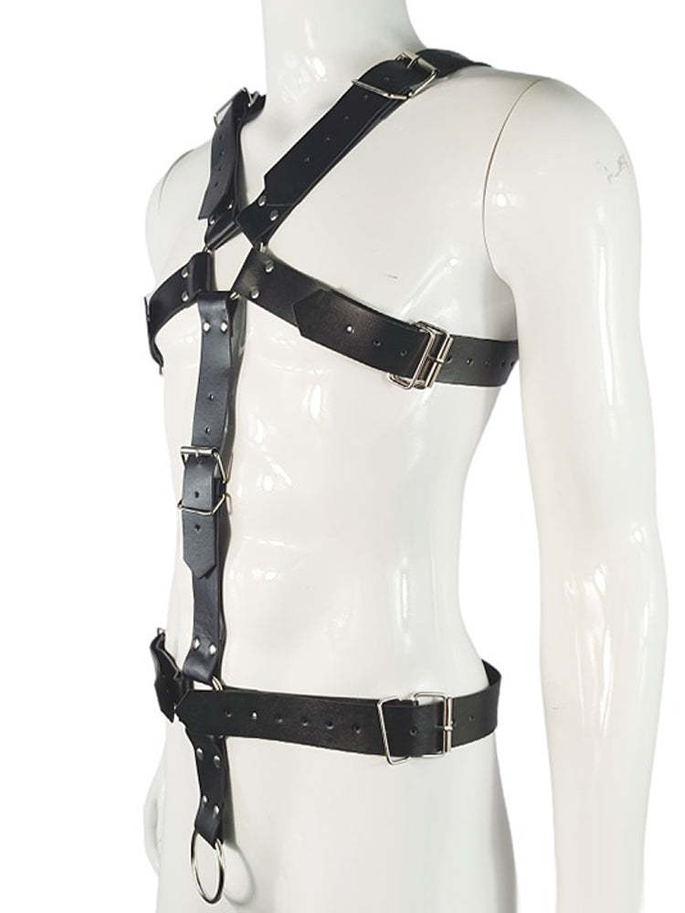 BLACKRISS™Men's Corset Sexy Bundle Leather Strap Harness Strap - Black-Blackriss