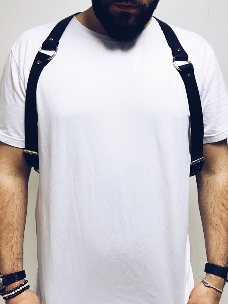 BLACKRISS™Men's Leather Restraints Shoulder Strap Harness - Black-Blackriss