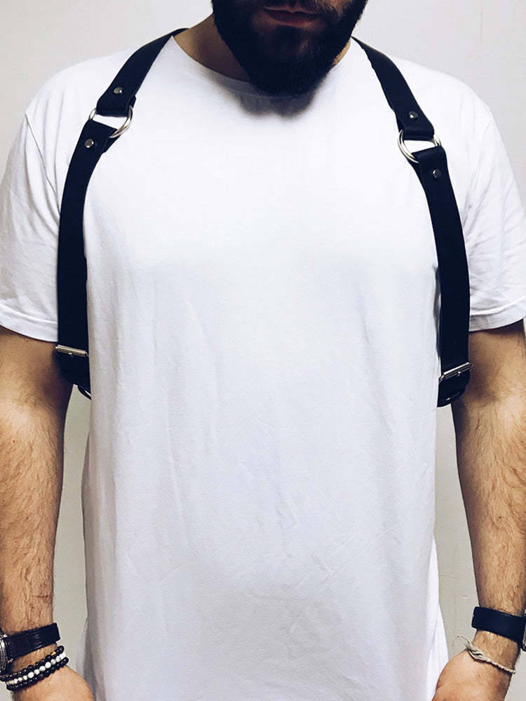 BLACKRISS™Men's Leather Restraints Shoulder Strap Harness - Black-Blackriss