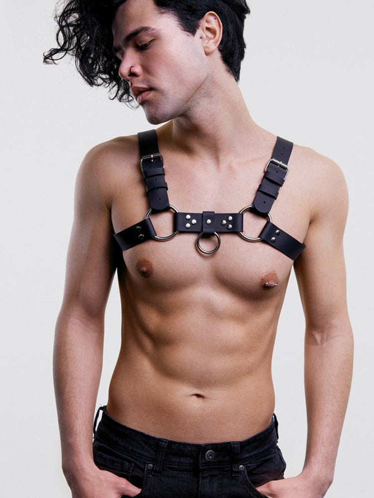 BLACKRISS™Trendy Punk Leather Chest Strap - Black-Blackriss