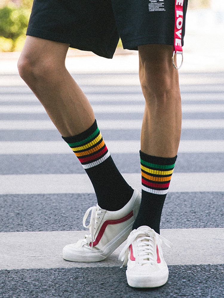 BLACKRISS™Rainbow Striped Cotton Sports Socks-Blackriss