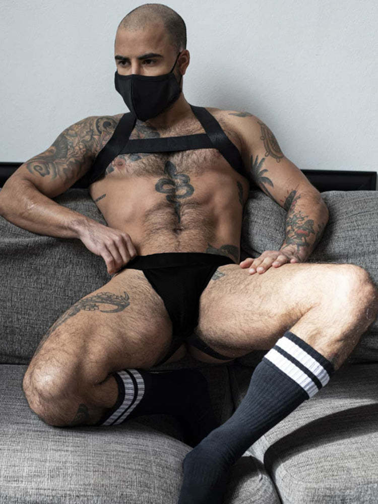 BLACKRISS™Men's Double Thong Briefs Harness Set-Blackriss