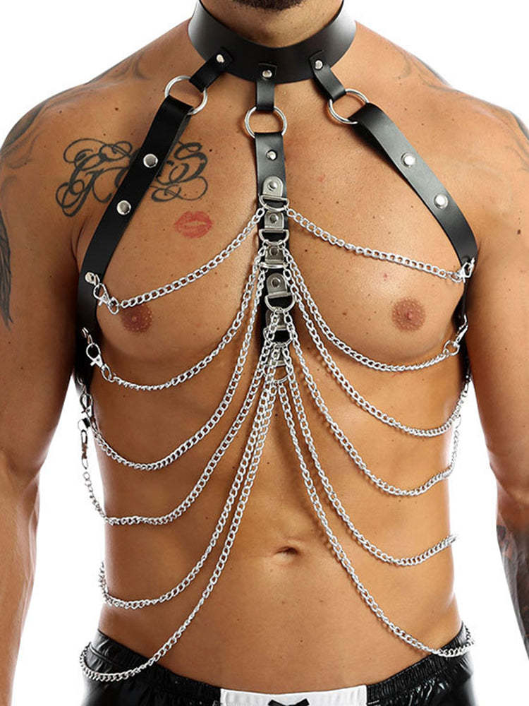 BLACKRISS™Mens Chain Link Fetish Harness-Blackriss
