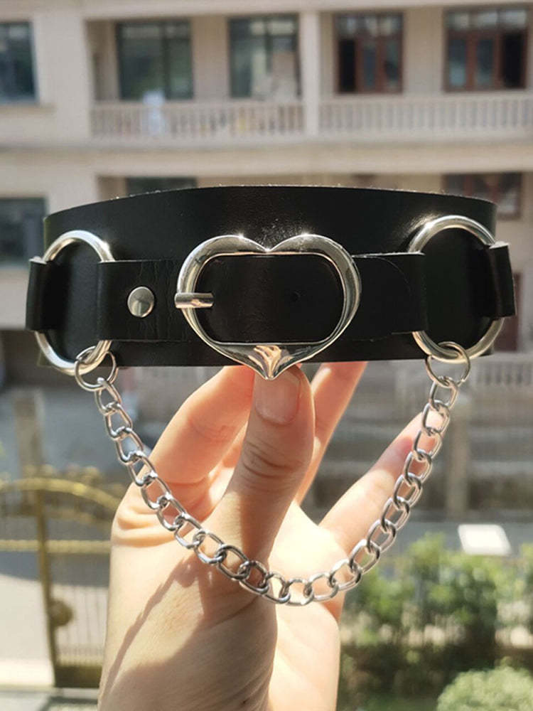 BLACKRISS™Punk Personality Heart-shaped Leather Double Layer Choker-Blackriss