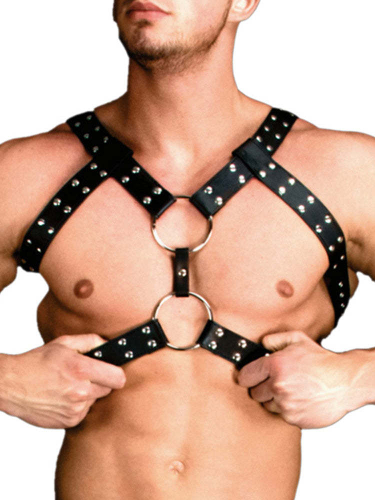 BLACKRISS™Men's Leather Erotic Restraint Belt - Black-Blackriss