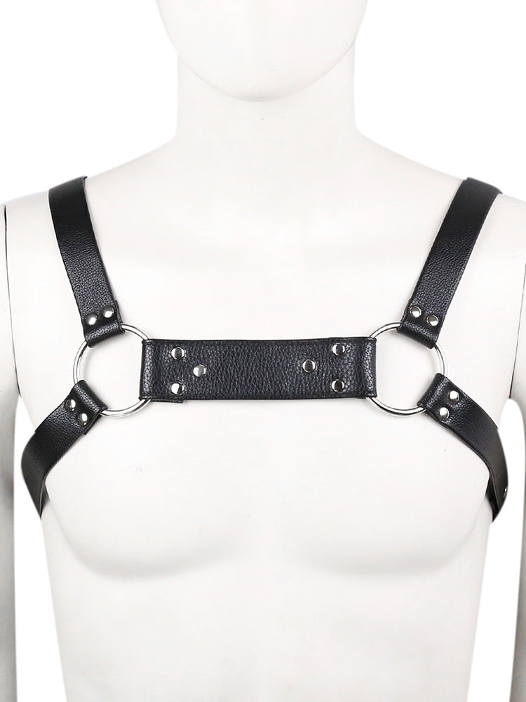 BLACKRISS™Sexy Double Thong Men's Low Waist Leather Panties Shaping Chest Strap-Blackriss