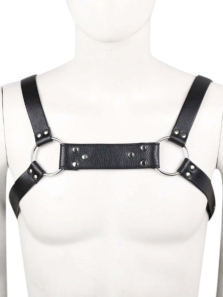 BLACKRISS™Sexy Double Thong Men's Low Waist Leather Panties Shaping Chest Strap-Blackriss