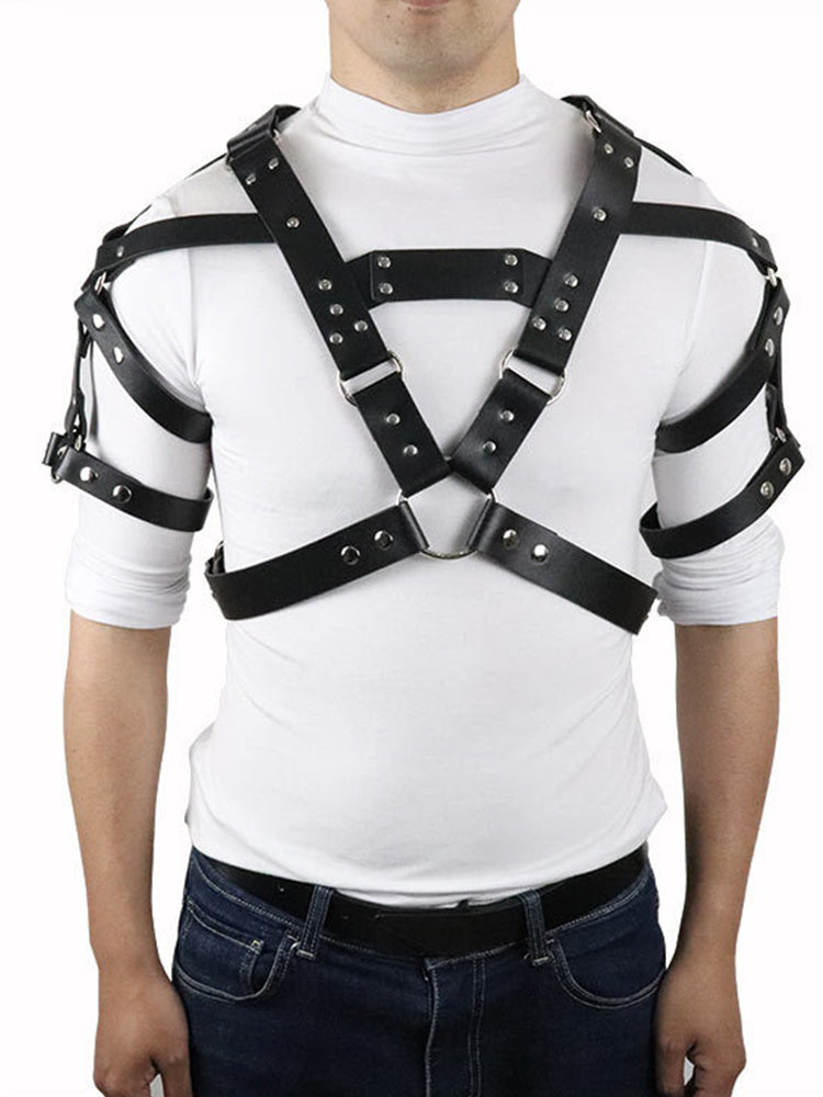 BLACKRISS™Sexy Men's Leather Hunk Harness Strap - Black-Blackriss