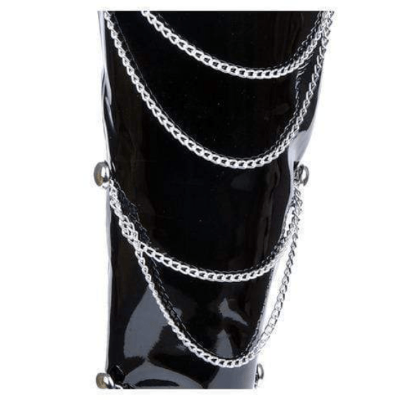 BLACKRISS™Men's Metal Chain Patent Leather Motorcycle Thigh Boots-Blackriss