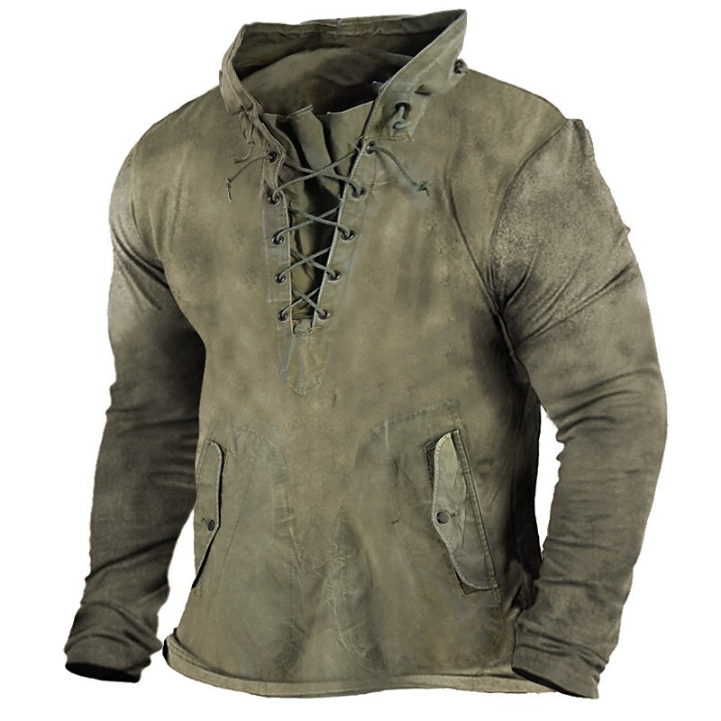 BLACKRISS™Men's Sweatshirt Pullover Solid Color Lace up Daily Holiday Going out-Blackriss