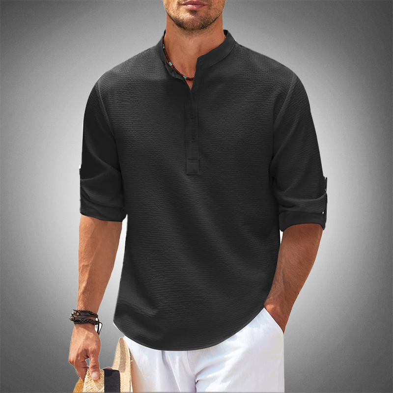 Charleston Contemporary Henley Shirt-Blackriss