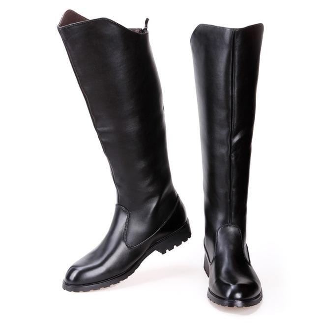 BLACKRISS™Men's Plain Toe Back Zip Martin Boots Men Riding Boots-Blackriss