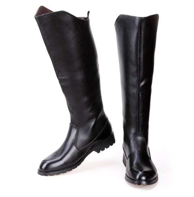 BLACKRISS™Men's Plain Toe Back Zip Martin Boots Men Riding Boots-Blackriss