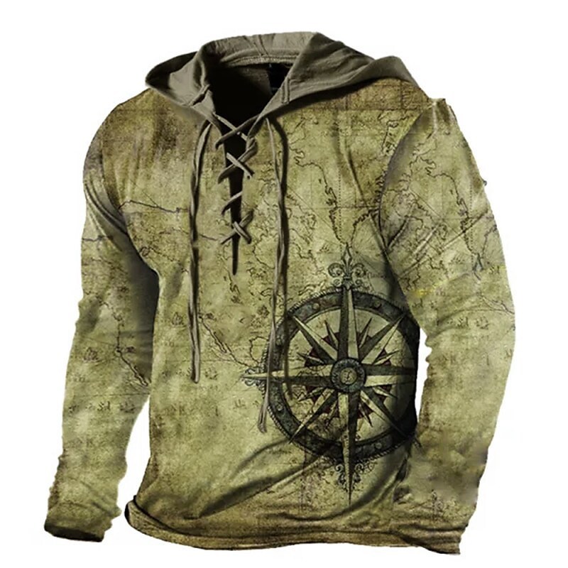 BLACKRISS™Men's Unisex Pullover Hoodie Sweatshirt Hooded Graphic Prints Lace up-Blackriss