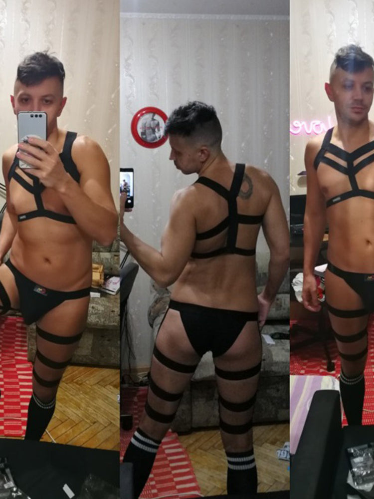 BLACKRISS™Elastic Harness Briefs Socks Set 3 Piece Outfit-Blackriss